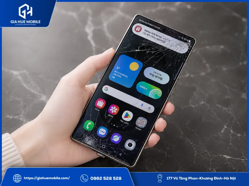 Lỗi rơi vỡ cần thay kính ngoài Samsung Galaxy S25 Plus