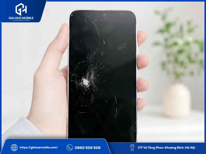 Màn hình có vết nứt vỡ do va đập mạnh
