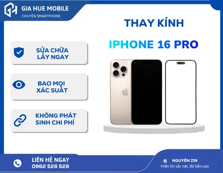 Thay Kính iPhone 16 Pro Chính Hãng, Lấy Ngay, Giá Tốt