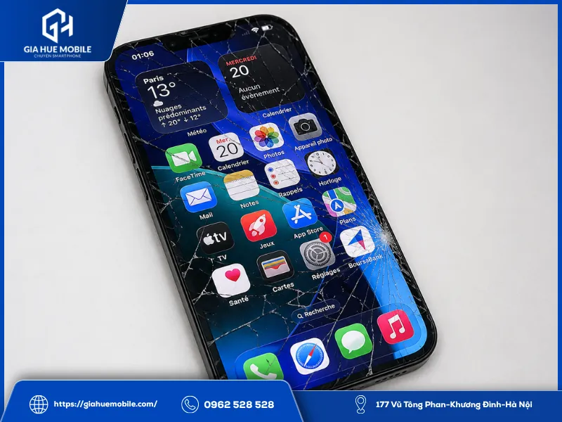 Mặt kính iPhone 13 Pro nứt vỡ do bị đè nén mạnh