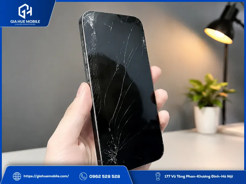 Mặt kính iPhone 14 bị nứt vỡ do rơi từ trên xuống