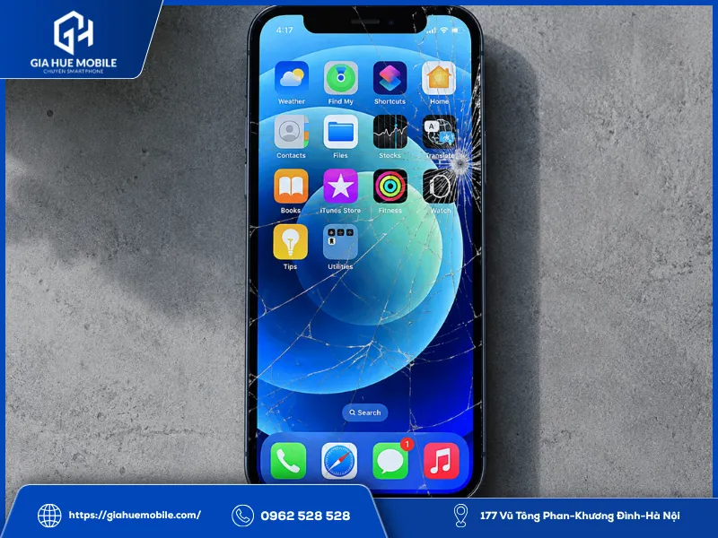 Mặt kính iPhone 12 Mini bị vỡ do rơi từ trên cao