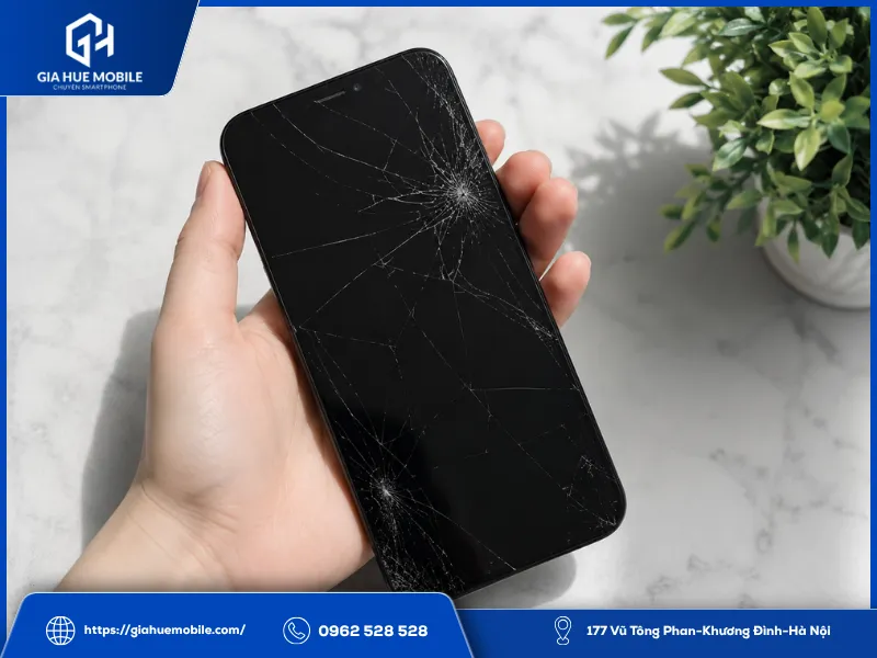 Va đập mạnh khiến màn hình điện thoại vỡ mặt kính