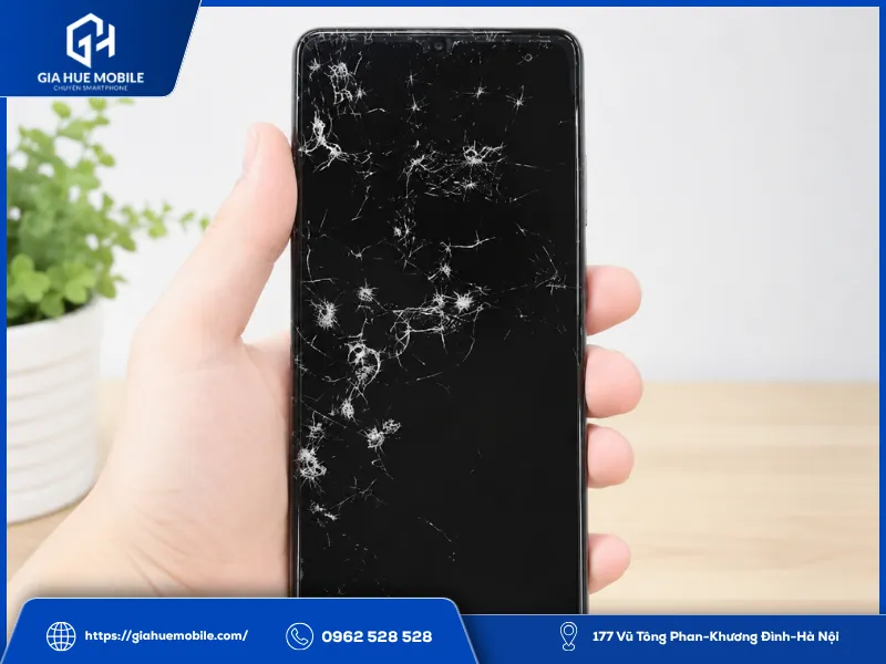 Kính màn hình điện thoại có vết nứt, vỡ do rơi từ trên cao