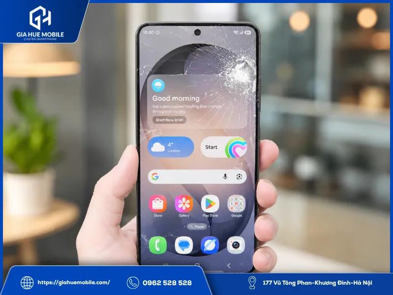 Mặt kính màn hình Samsung S26 Plus bị nứt vỡ do va chạm mạnh
