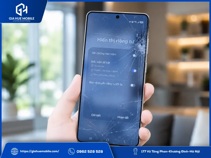 Kính màn hình bị vỡ do bị cấn mạnh
