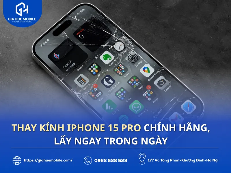 Thay kính iPhone 15 Pro chính hãng, lấy ngay trong ngày