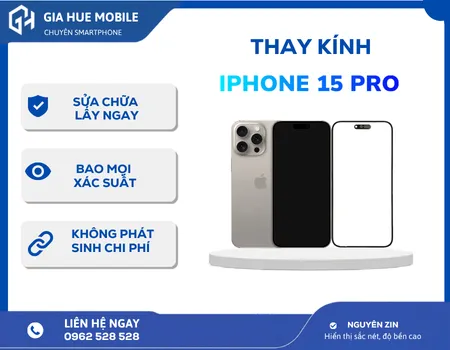 Thay kính iPhone 15 Pro Chính Hãng, Lấy Ngay