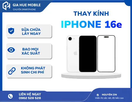 Thay kính iPhone 16e Chính Hãng, Lấy Ngay, Giá Tốt