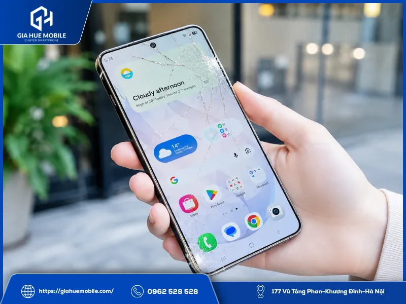 Kính màn hình bị vỡ do rơi từ trên cao