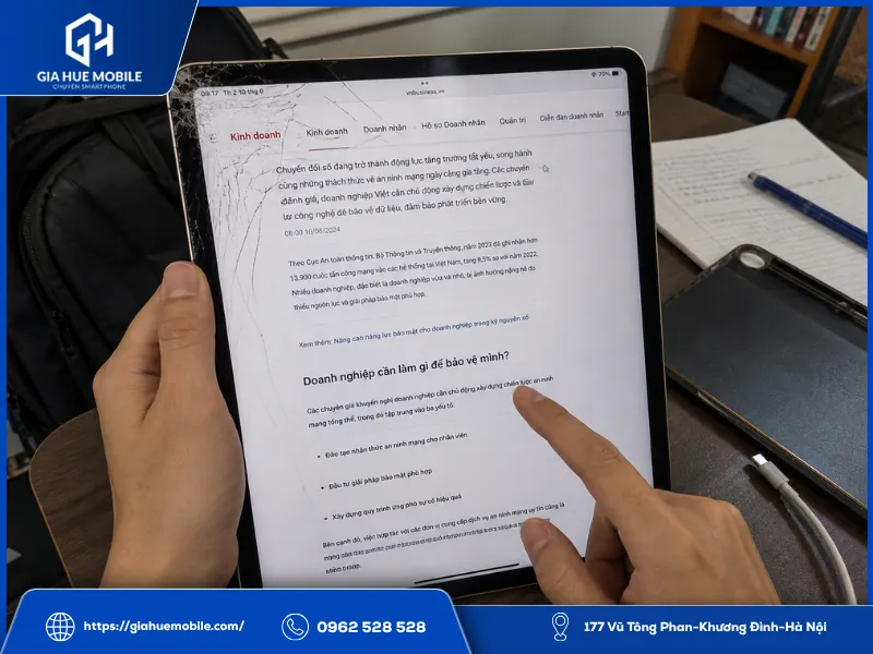 iPad vỡ kính vẫn hiển thị tốt nhưng nên kiểm tra sớm